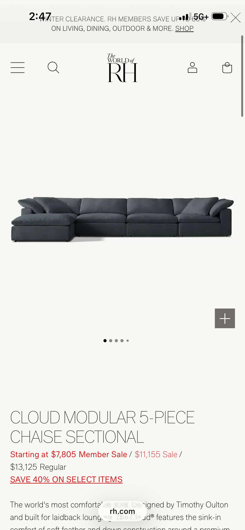 Restoration Hardware Cloud Modular Sectional