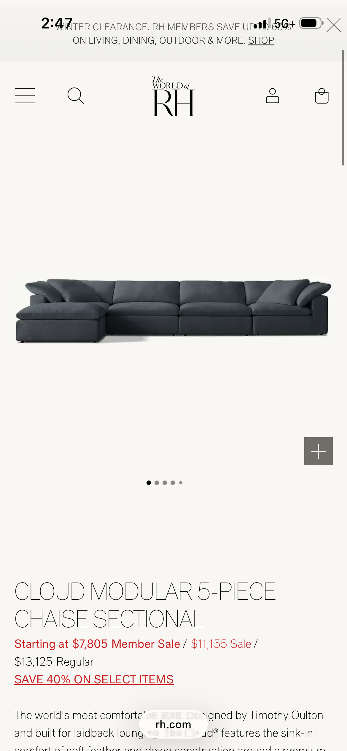 Restoration Hardware Cloud Modular Sectional