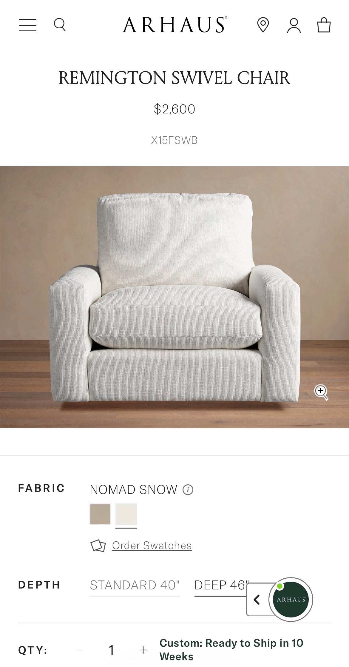 Arhaus “Remington” Swivel Chairs